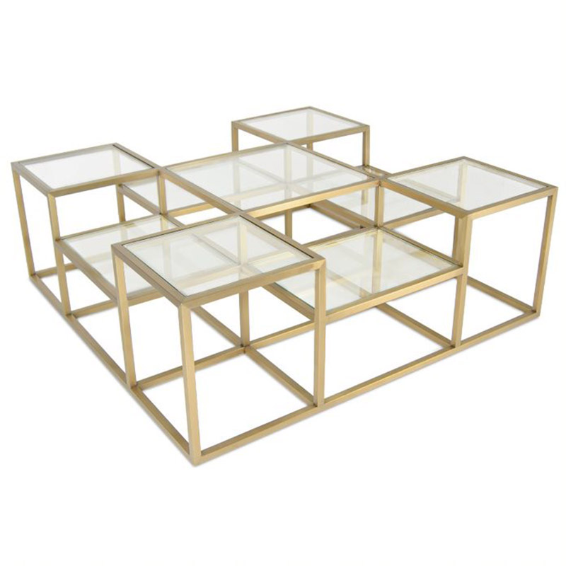 Кофейный стол Elodia Coffee Table Прозрачное Стекло матовое золото Кофейный стол Elodia Coffee Table Прозрачное Стекло матовое золото в Костроме | Loft Concept