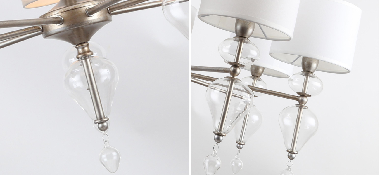 Люстра с декором из выдувного стекла TRICKLE 7 ламп - фото