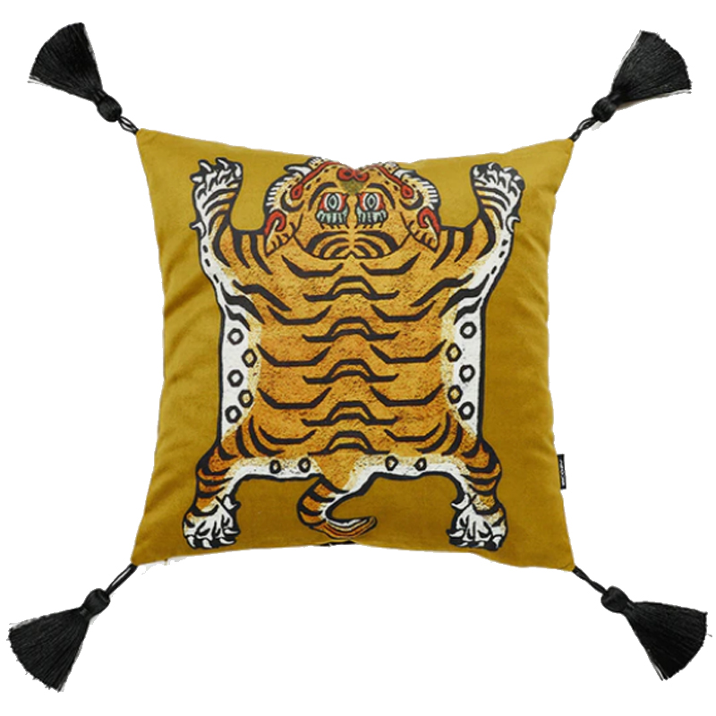 Бежевая Подушка Тибетский Тигр TIBETAN TIGER Бежевый Бежевая Подушка Тибетский Тигр TIBETAN TIGER Бежевый в Костроме | Loft Concept