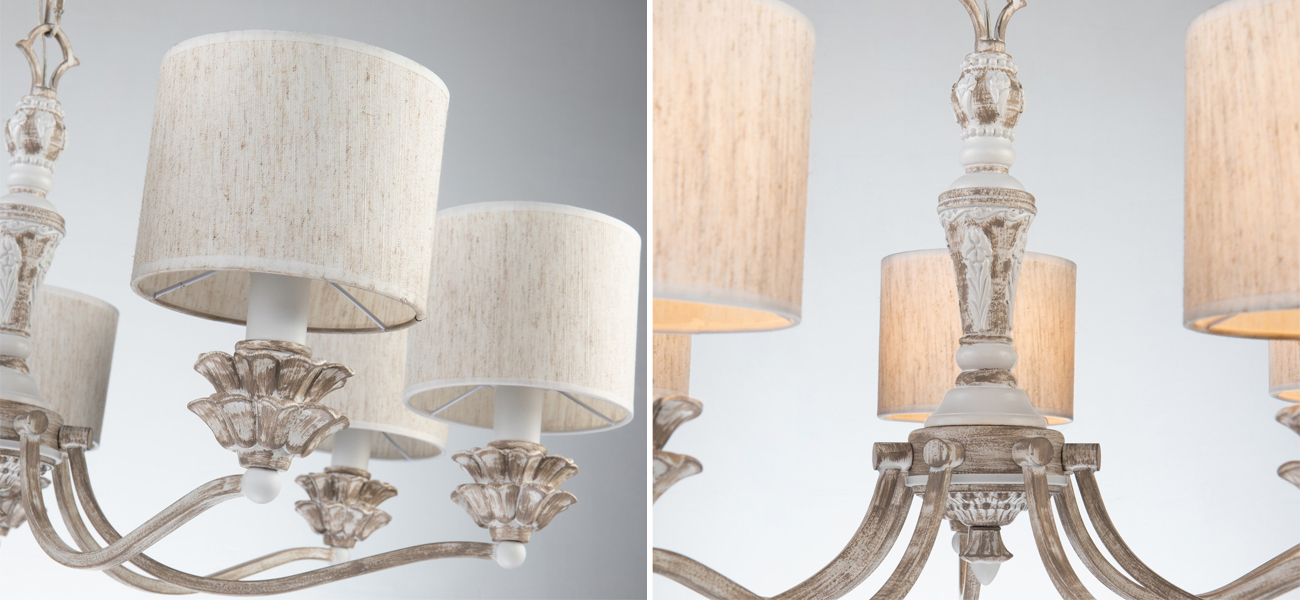 Люстра с абажурами из рогожки Toulouse D78 см - фото