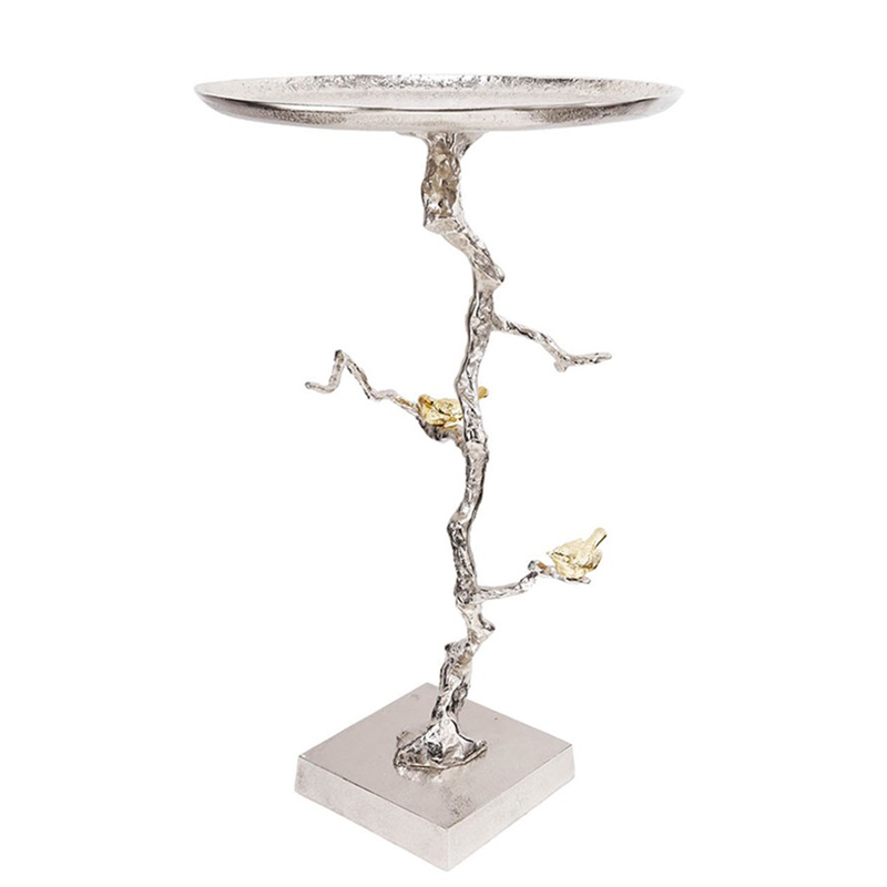 Приставной столик Tree Branch & Bird Сатиновое Серебро Золотой Приставной столик Tree Branch & Bird Сатиновое Серебро Золотой в Костроме | Loft Concept