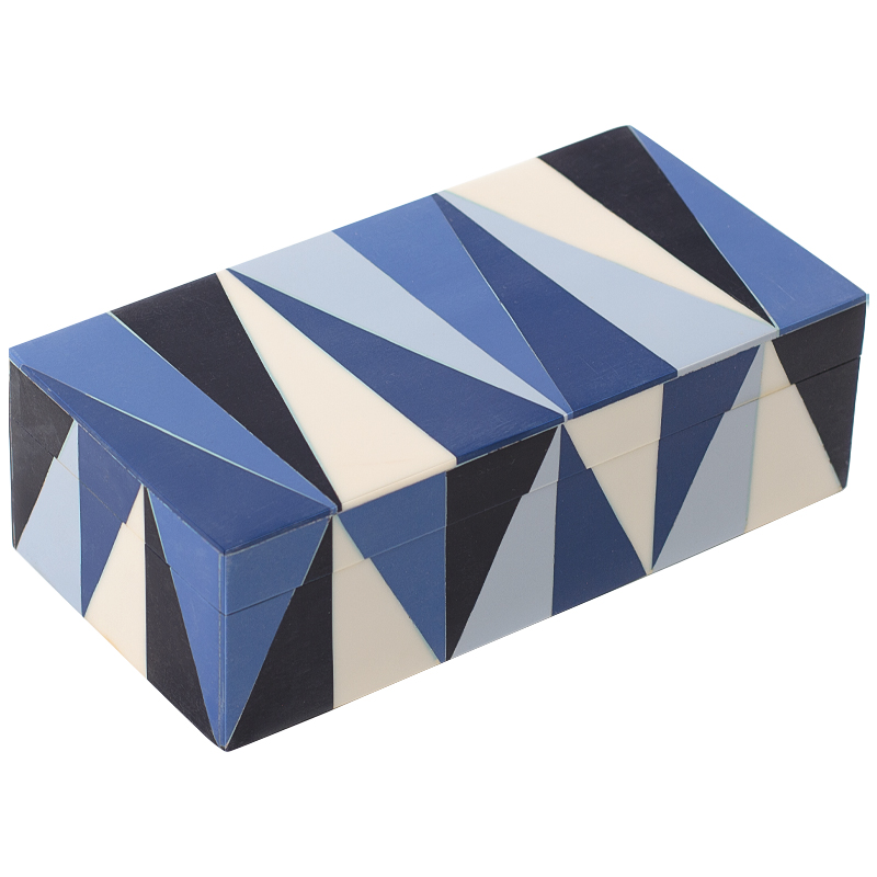 Шкатулка Blue White Triangles Bone Inlay Box Синий Белый Голубой Черный Шкатулка Blue White Triangles Bone Inlay Box Синий Белый Голубой Черный в Костроме | Loft Concept