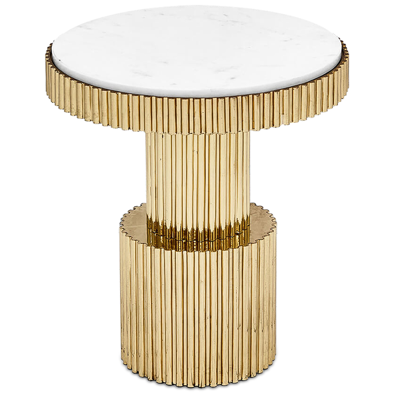 Приставной стол Brass Column Side Table Белый Латунь Приставной стол Brass Column Side Table Белый Латунь в Костроме | Loft Concept