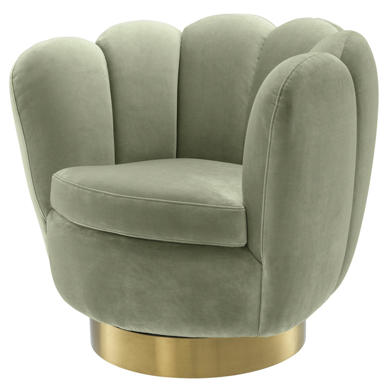 Кресло Eichholtz Swivel Chair Mirage pistache green Зеленый шалфей Матовая латунь Кресло Eichholtz Swivel Chair Mirage pistache green Зеленый шалфей Матовая латунь в Костроме | Loft Concept
