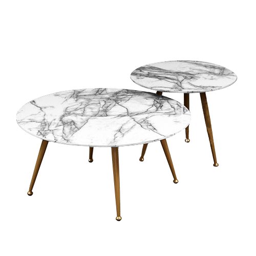 Комплект из двух столов Marble & Brass Латунь Белый Комплект из двух столов Marble & Brass Латунь Белый в Костроме | Loft Concept