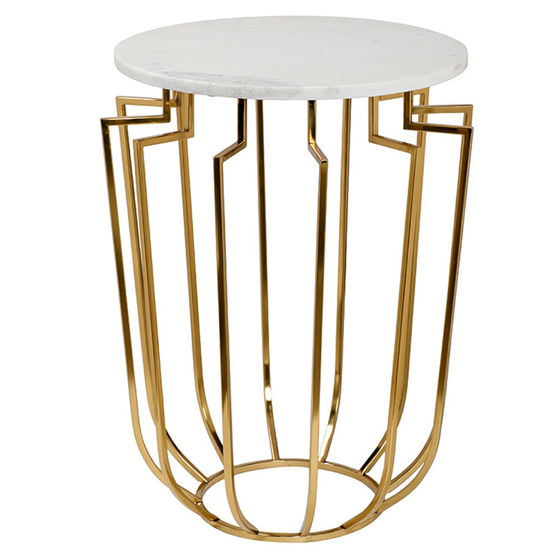 Приставной стол Embret Marble Side Table Глянцевое золото Белый Мрамор Bianco Приставной стол Embret Marble Side Table Глянцевое золото Белый Мрамор Bianco в Костроме | Loft Concept