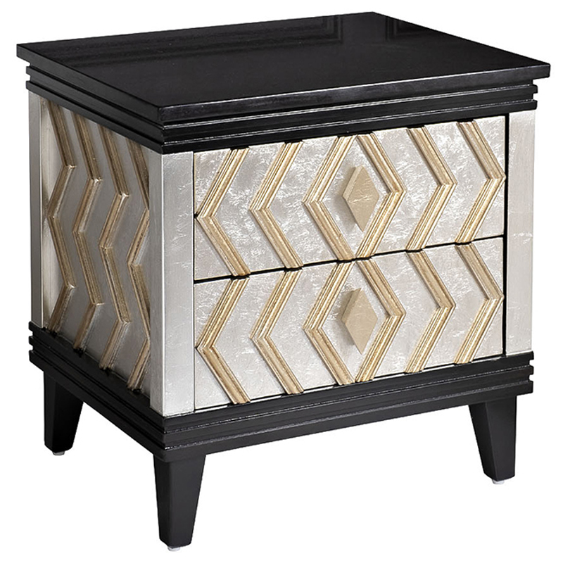 Тумба с каменной столешницей Birgit Nightstand Черный Серебряный Тумба с каменной столешницей Birgit Nightstand Черный Серебряный в Костроме | Loft Concept