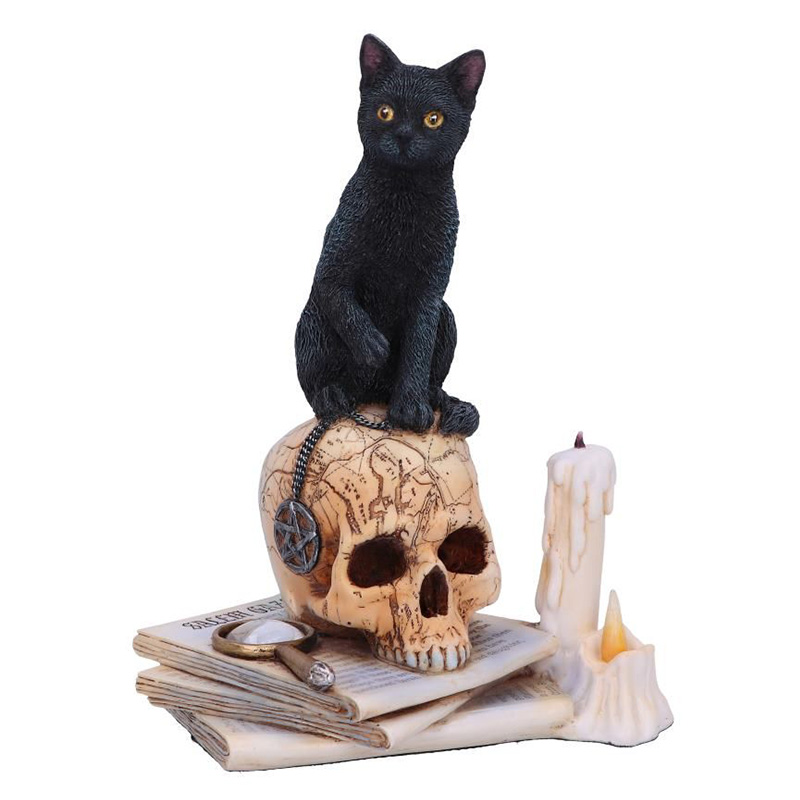 Статуэтка Cat on Skull Черный Бежево-серый Белый Статуэтка Cat on Skull Черный Бежево-серый Белый в Костроме | Loft Concept