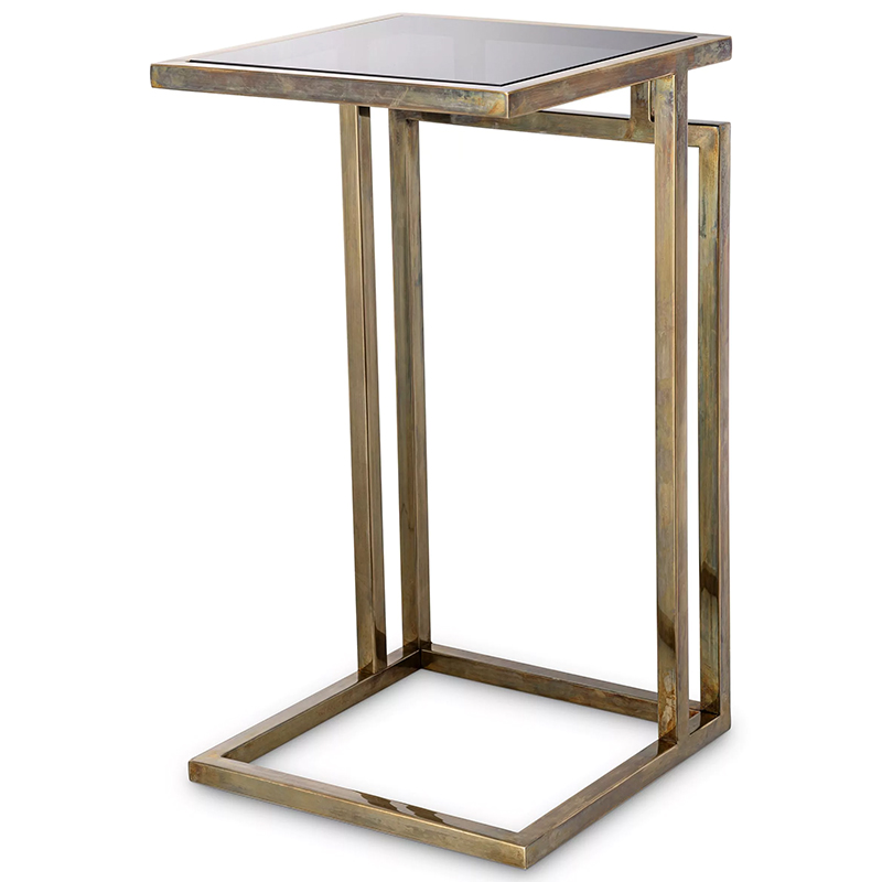 Приставной стол Eichholtz Side Table Marcus Brass Латунь Стекло Смок Приставной стол Eichholtz Side Table Marcus Brass Латунь Стекло Смок в Костроме | Loft Concept
