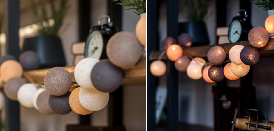 Гирлянда хлопковые фонарики Сotton Ball Clay - Loft-Concept в Костроме