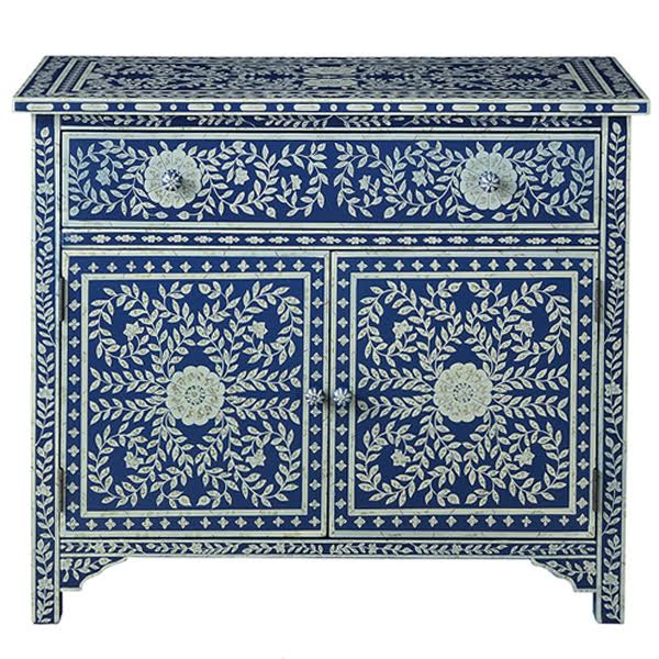 Комод инкрустация костью ORIENTAL Indian синий орнамент Синий Комод инкрустация костью ORIENTAL Indian синий орнамент Синий в Костроме | Loft Concept