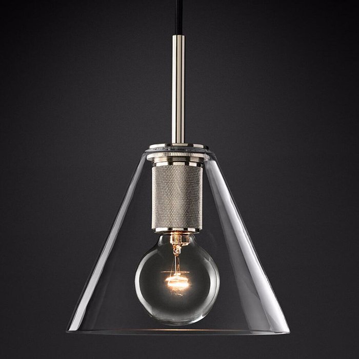 Подвесной светильник RH Utilitaire Funnel Pendant Silver Никель Прозрачное Стекло Подвесной светильник RH Utilitaire Funnel Pendant Silver Никель Прозрачное Стекло в Костроме | Loft Concept