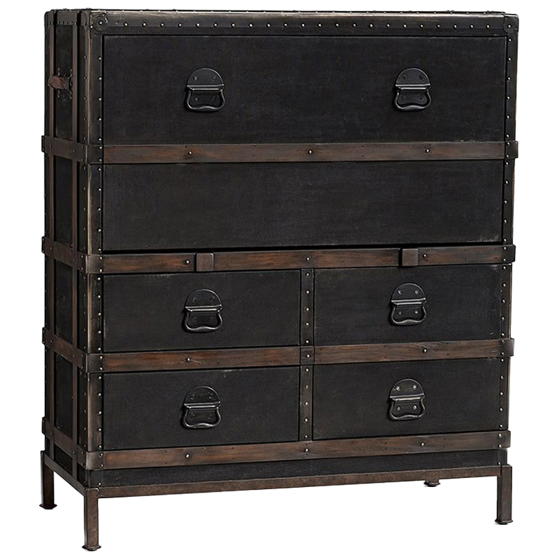 Комод в винтажном стиле Derik Vintage Chest of Drawers Черный Черный Коричневый винтаж Комод в винтажном стиле Derik Vintage Chest of Drawers Черный Черный Коричневый винтаж в Костроме | Loft Concept