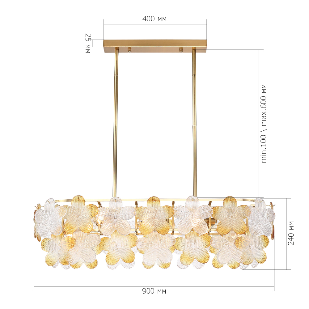 Люстра овальная с цветочными мотивами Light Floral Glow в Костроме