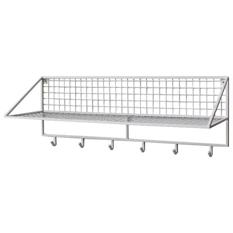 Вешалка с полкой Rhian Industrial Metal Rust Shelf White Белый Вешалка с полкой Rhian Industrial Metal Rust Shelf White Белый в Костроме | Loft Concept