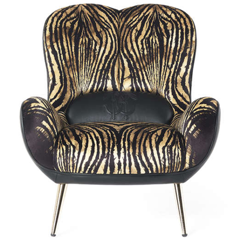 Дизайнерское Кресло Tifnit Armchairs стиль Roberto Cavalli II Черный Бежевый Золотой Дизайнерское Кресло Tifnit Armchairs стиль Roberto Cavalli II Черный Бежевый Золотой в Костроме | Loft Concept