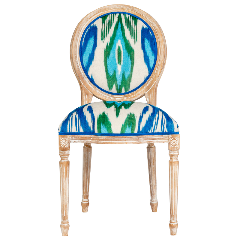 Мягкий стул с узором Ikat Pattern Белый Коричневый Мульти Мягкий стул с узором Ikat Pattern Белый Коричневый Мульти в Костроме | Loft Concept