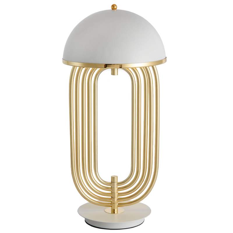 Настольная лампа Delightfull Turner Table Lamp White Глянцевое золото Белый Настольная лампа Delightfull Turner Table Lamp White Глянцевое золото Белый в Костроме | Loft Concept