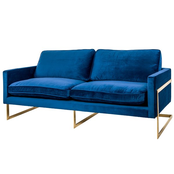 Диван бархатный Accent Velvet Sofa Золотой Синий Диван бархатный Accent Velvet Sofa Золотой Синий в Костроме | Loft Concept