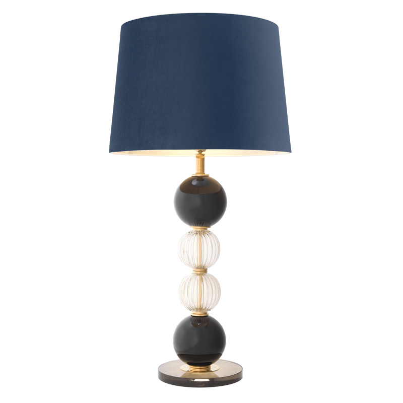 Настольная лампа Eichholtz Table Lamp Fresco Латунь Античная полированная Сапфирово-синий Черный Прозрачный в Костроме | Loft Concept 