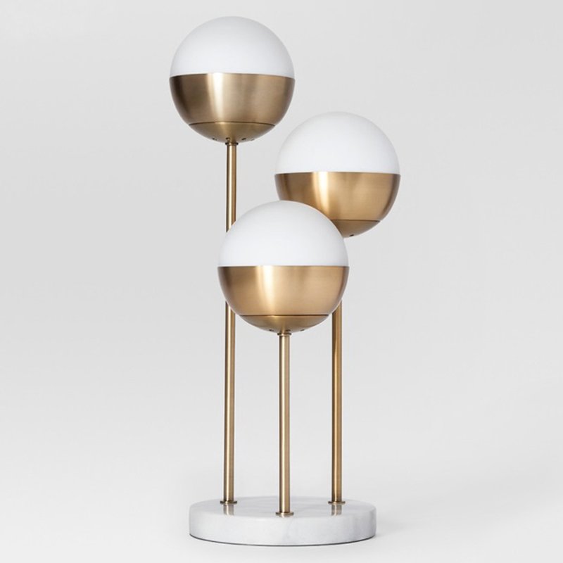 Geneva Glass Table Lamp Triple Globe Белый Латунь Geneva Glass Table Lamp Triple Globe Белый Латунь в Костроме | Loft Concept