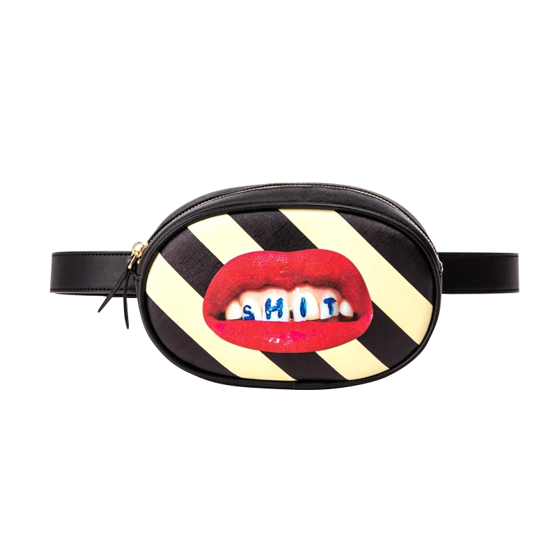 Поясная сумка Seletti Shit Striped Черный Красный Белый Поясная сумка Seletti Shit Striped Черный Красный Белый в Костроме | Loft Concept
