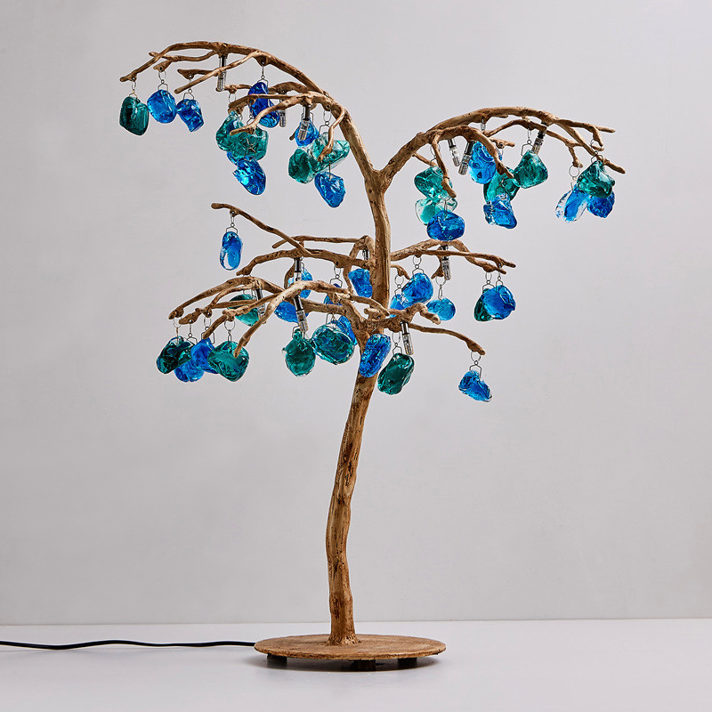 Настольная лампа Precious Tree Table lamp Винтажное Темное Золото Синий Бирюзовый Настольная лампа Precious Tree Table lamp Винтажное Темное Золото Синий Бирюзовый в Костроме | Loft Concept