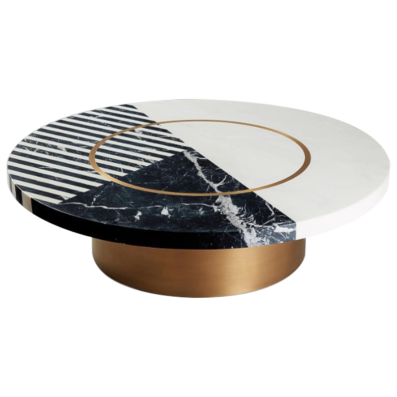 Кофейный стол Mercado Marble Brass Coffee Table Черно-белый Латунь Кофейный стол Mercado Marble Brass Coffee Table Черно-белый Латунь в Костроме | Loft Concept