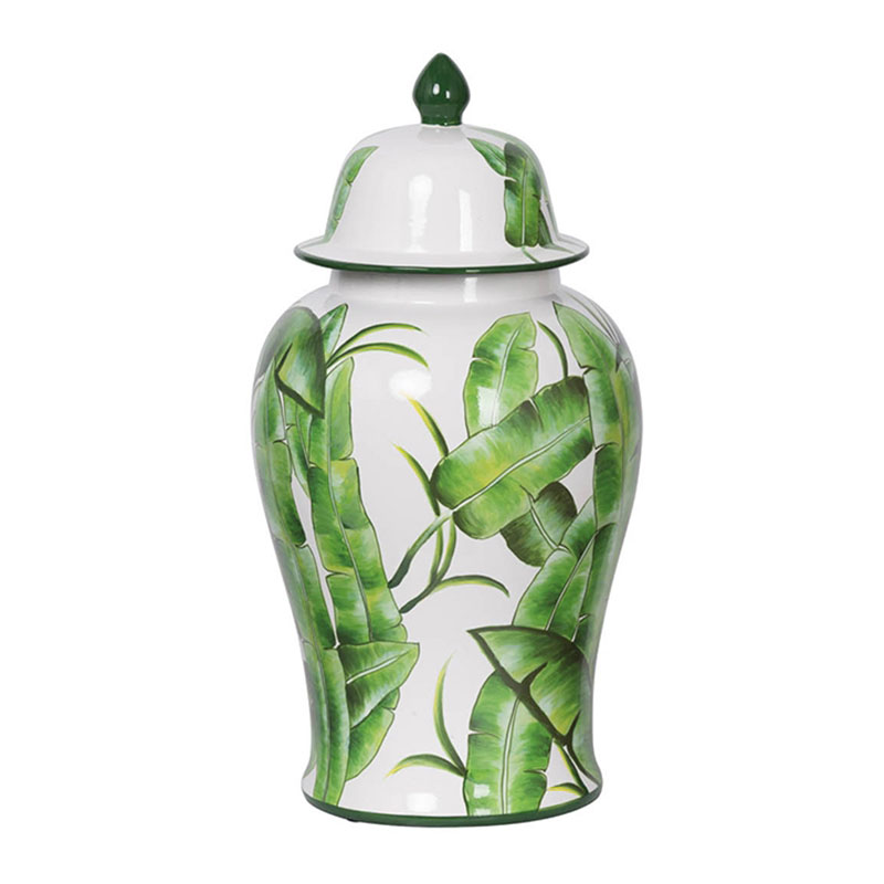 Ваза Vase Green Leaves I Белый Зеленый Ваза Vase Green Leaves I Белый Зеленый в Костроме | Loft Concept