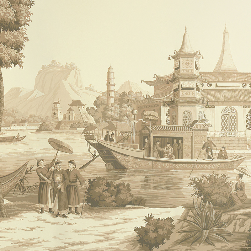 Обои ручная роспись Procession Chinoise Sepia on scenic paper Обои ручная роспись Procession Chinoise Sepia on scenic paper в Костроме | Loft Concept