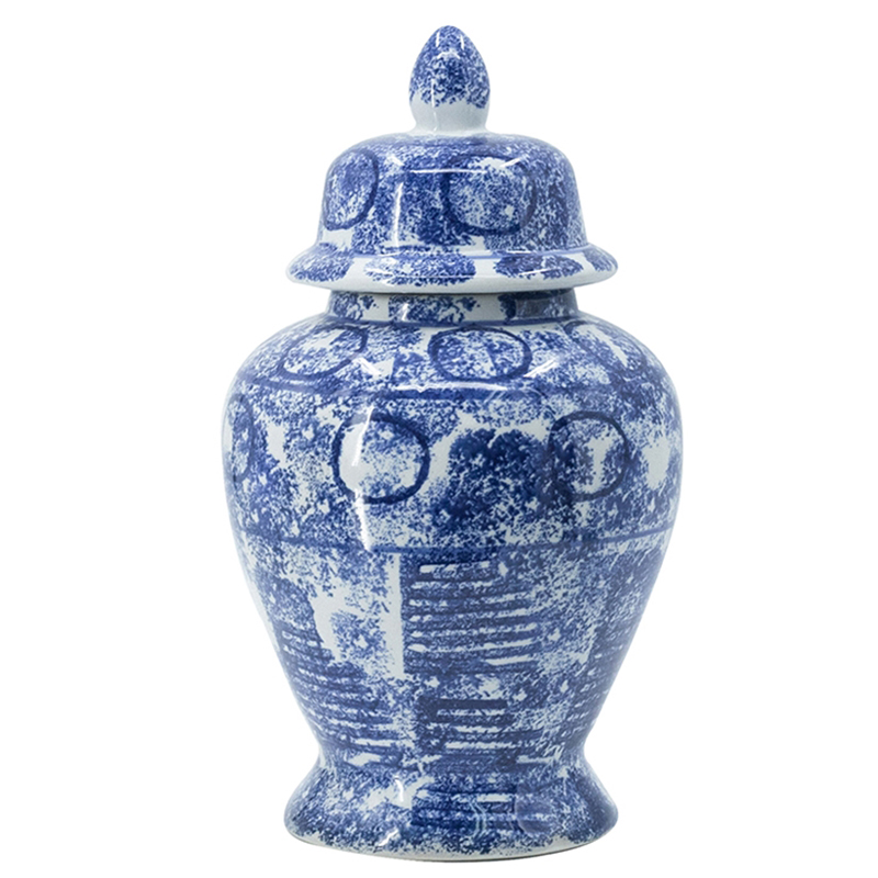 Ваза с крышкой Abstraction Vase Синий Белый Ваза с крышкой Abstraction Vase Синий Белый в Костроме | Loft Concept