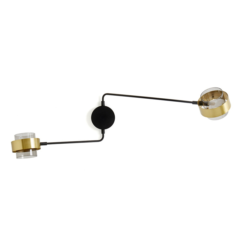 Бра Truvor Sconce Double Стекло Смок Латунь Черный Бра Truvor Sconce Double Стекло Смок Латунь Черный в Костроме | Loft Concept
