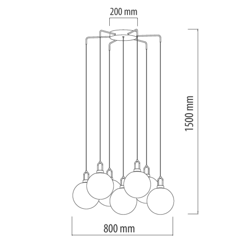 Люстра с 7-ю плафонами из прозрачного стекла в форме шара Orb Cascade  в Костроме