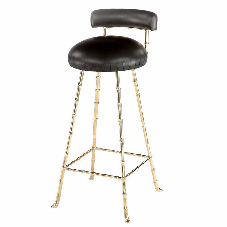 Барный стул High Upholstered Bar Stool Глянцевое золото Черный Барный стул High Upholstered Bar Stool Глянцевое золото Черный в Костроме | Loft Concept