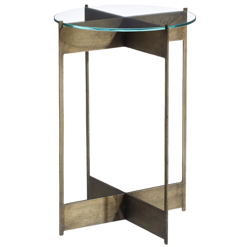 Круглый приставной столик со стеклянной столешницей Lochlan Side Table Бронза Прозрачное Стекло Круглый приставной столик со стеклянной столешницей Lochlan Side Table Бронза Прозрачное Стекло в Костроме | Loft Concept