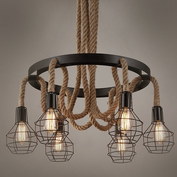 Люстра Loft Rope Chandelier cage VI Люстра Loft Rope Chandelier cage VI в Костроме | Loft Concept