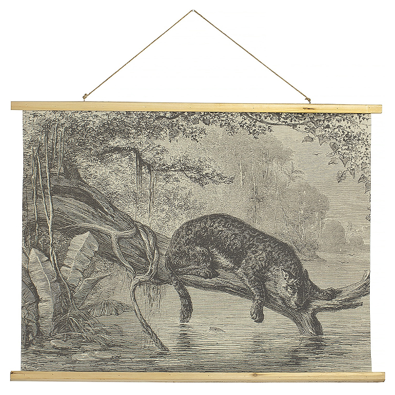 Картина подвесная Leopard on a Tree Poster Бежево-серый Древесина Картина подвесная Leopard on a Tree Poster Бежево-серый Древесина в Костроме | Loft Concept
