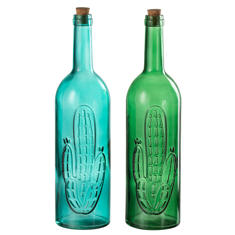Набор декоративных бутылок Blue Green Cactus Голубой Зеленый Набор декоративных бутылок Blue Green Cactus Голубой Зеленый в Костроме | Loft Concept