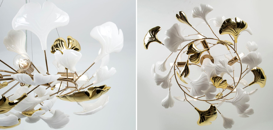 Люстра Wintery flover Gold с Белыми декоративными плафонами Люстра Wintery flover Gold с Белыми декоративными плафонами - Loft-Concept в Костроме