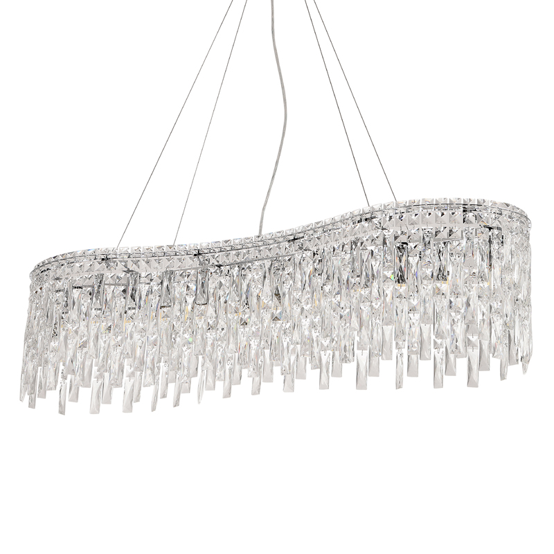 Люстра подвесная вытянутой формы с хрустальными подвесками Ludivine Lighting Хром Прозрачный Люстра подвесная вытянутой формы с хрустальными подвесками Ludivine Lighting Хром Прозрачный в Костроме | Loft Concept