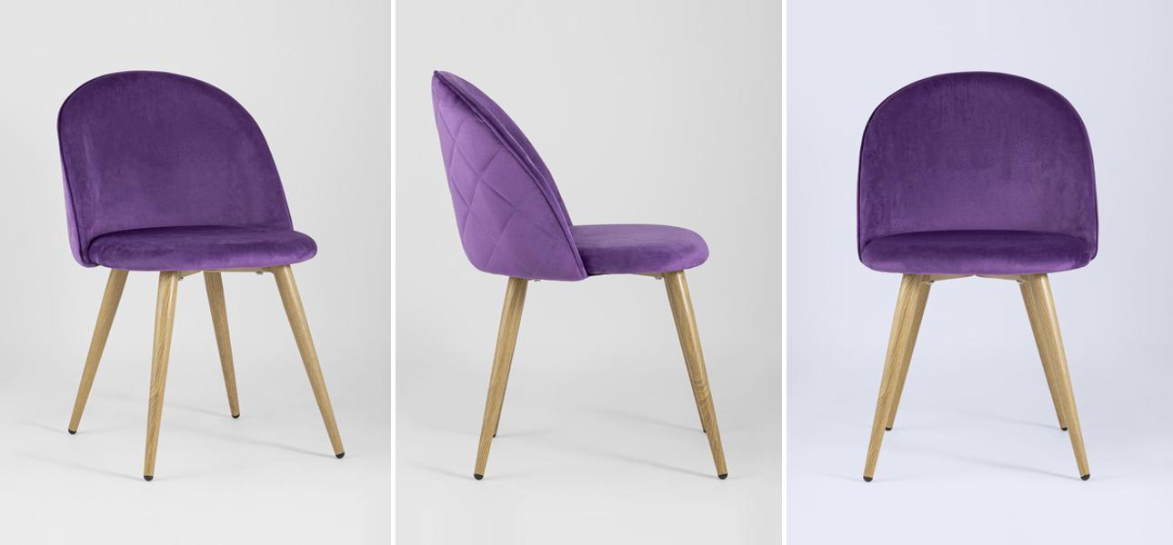 Стул Miruna Chair Спинка Ромбы Лиловый Велюр - фото