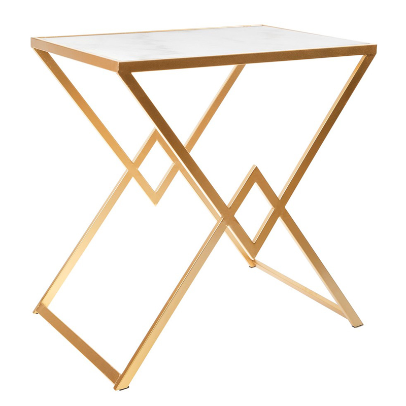 Приставной стол Marble Countertop Table белый мрамор Золотой Белый Приставной стол Marble Countertop Table белый мрамор Золотой Белый в Костроме | Loft Concept