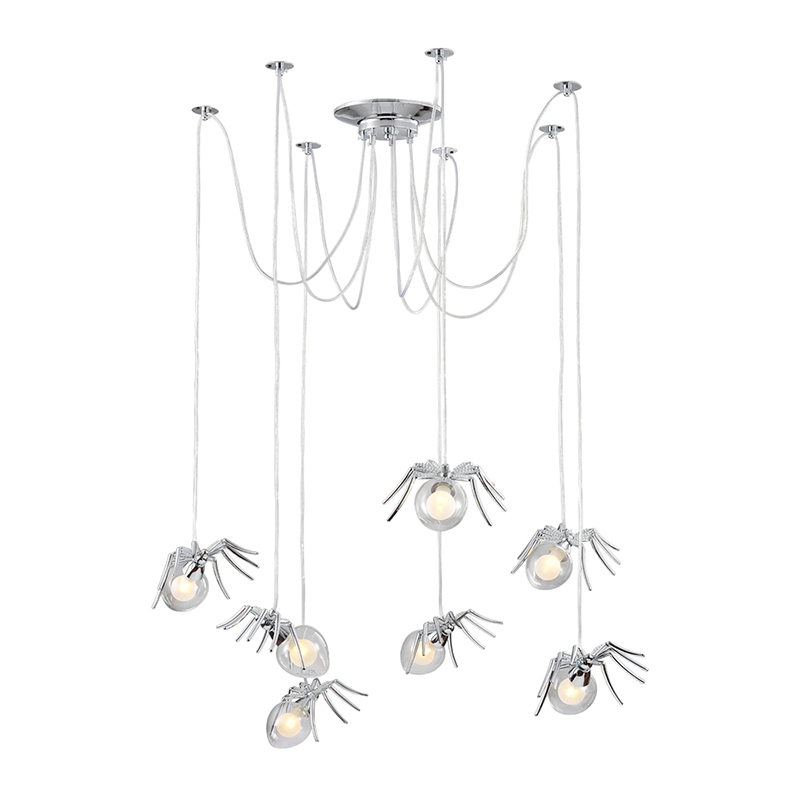 Люстра серебряная Паук Spiders lamp 7 Серебряный Прозрачный Люстра серебряная Паук Spiders lamp 7 Серебряный Прозрачный в Костроме | Loft Concept