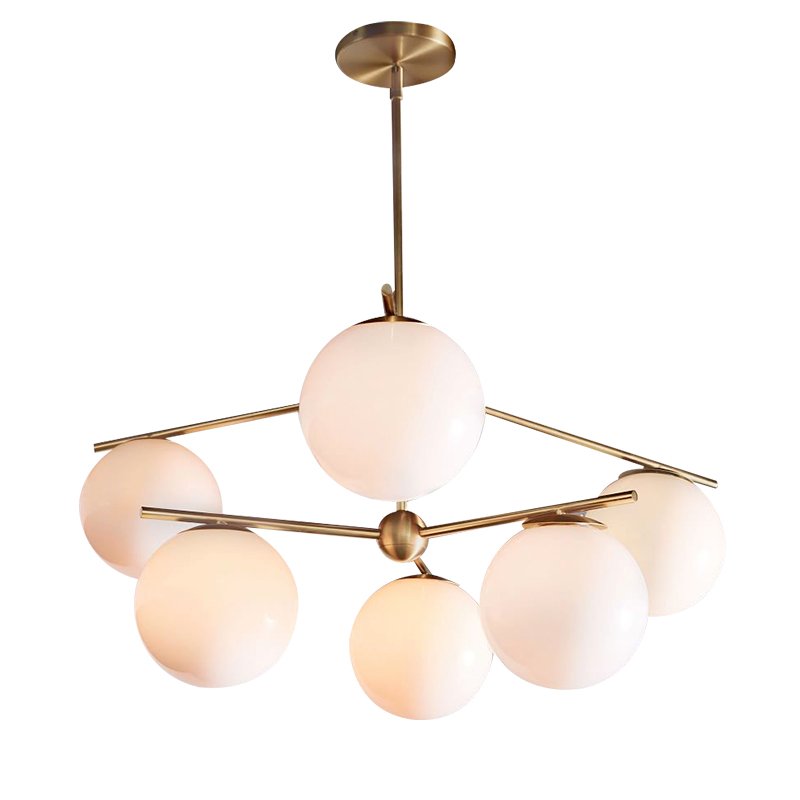 Люстра Sphere Stem 6-Light Chandelier Bronze Латунь Белый Люстра Sphere Stem 6-Light Chandelier Bronze Латунь Белый в Костроме | Loft Concept