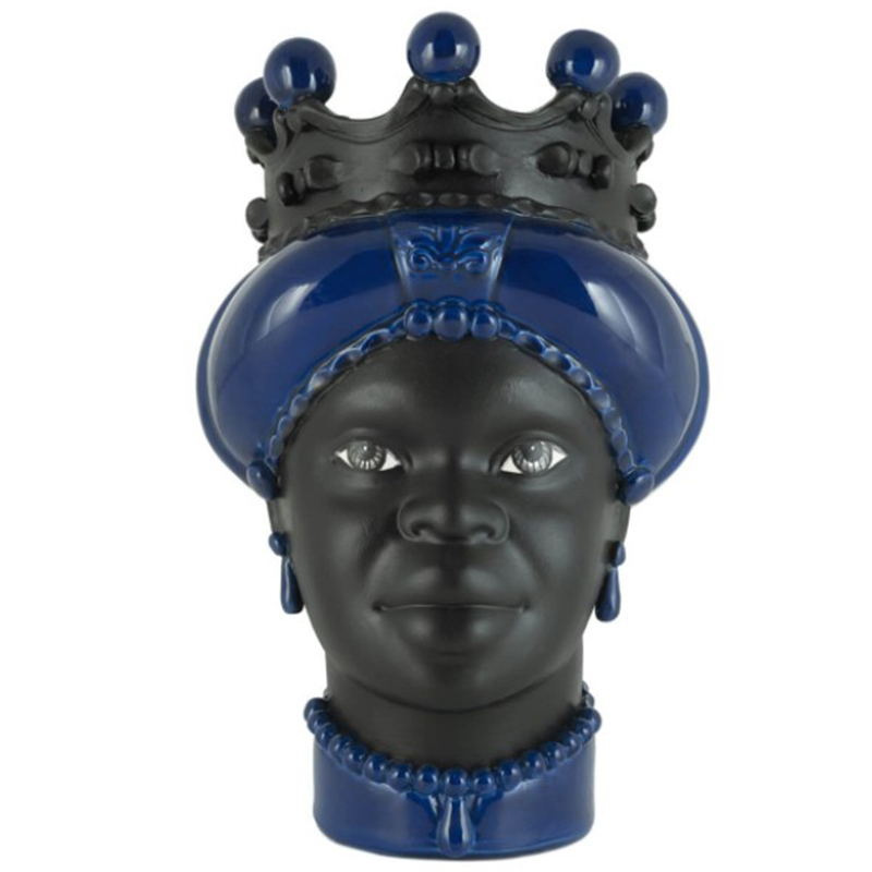 Ваза VASE MORO LADY CROWN DARK blue Черный Синий Ваза VASE MORO LADY CROWN DARK blue Черный Синий в Костроме | Loft Concept
