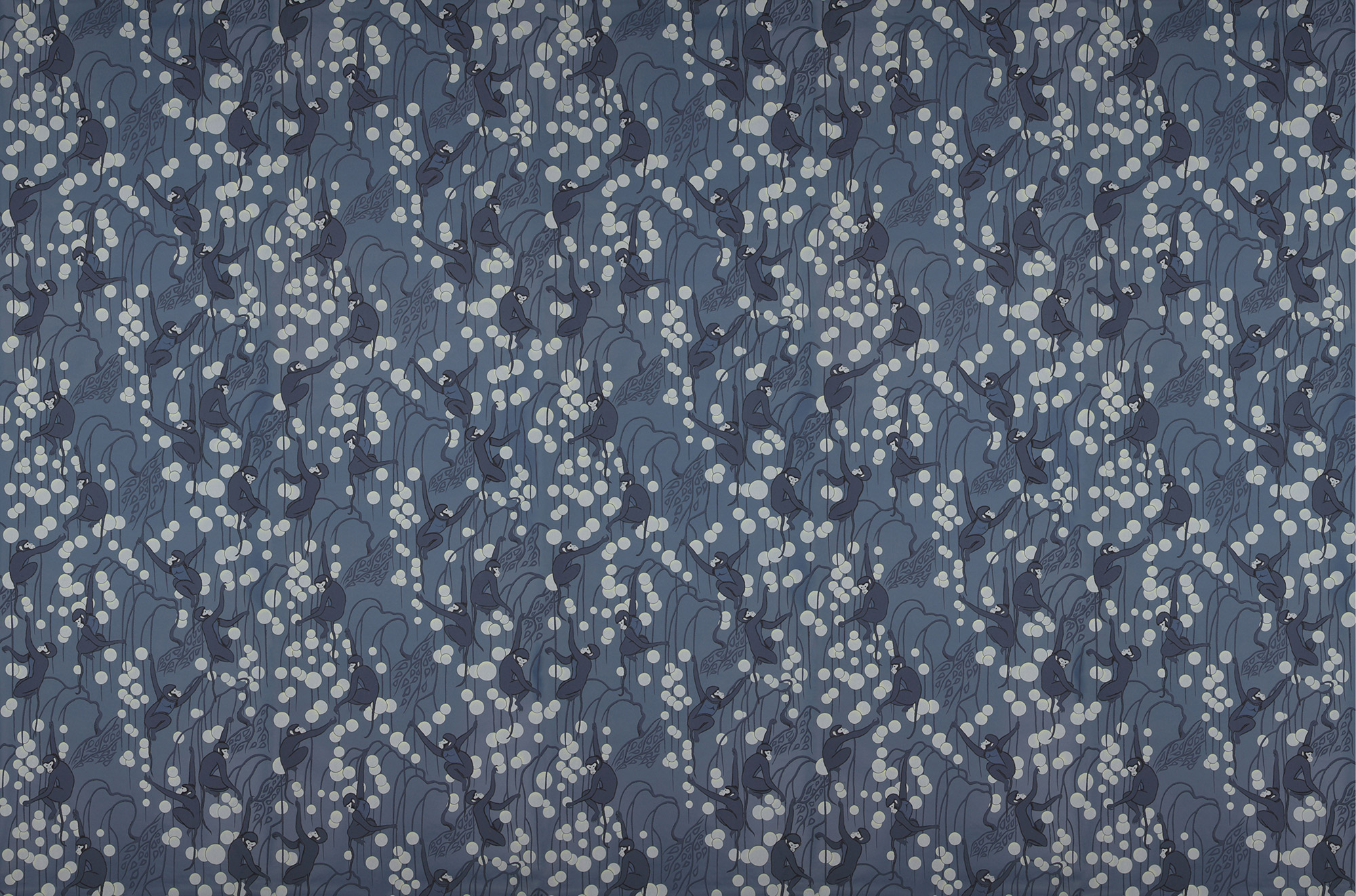 Обои ручная роспись Deco Monkeys Parisian Blue on dyed paper Обои ручная роспись Deco Monkeys Parisian Blue on dyed paper - постер Loft-Concept в Костроме