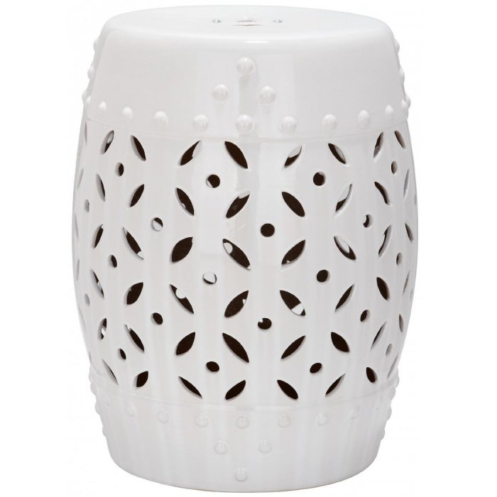 Керамический табурет Coin Lattice Garden Stool - White Белый Керамический табурет Coin Lattice Garden Stool - White Белый в Костроме | Loft Concept