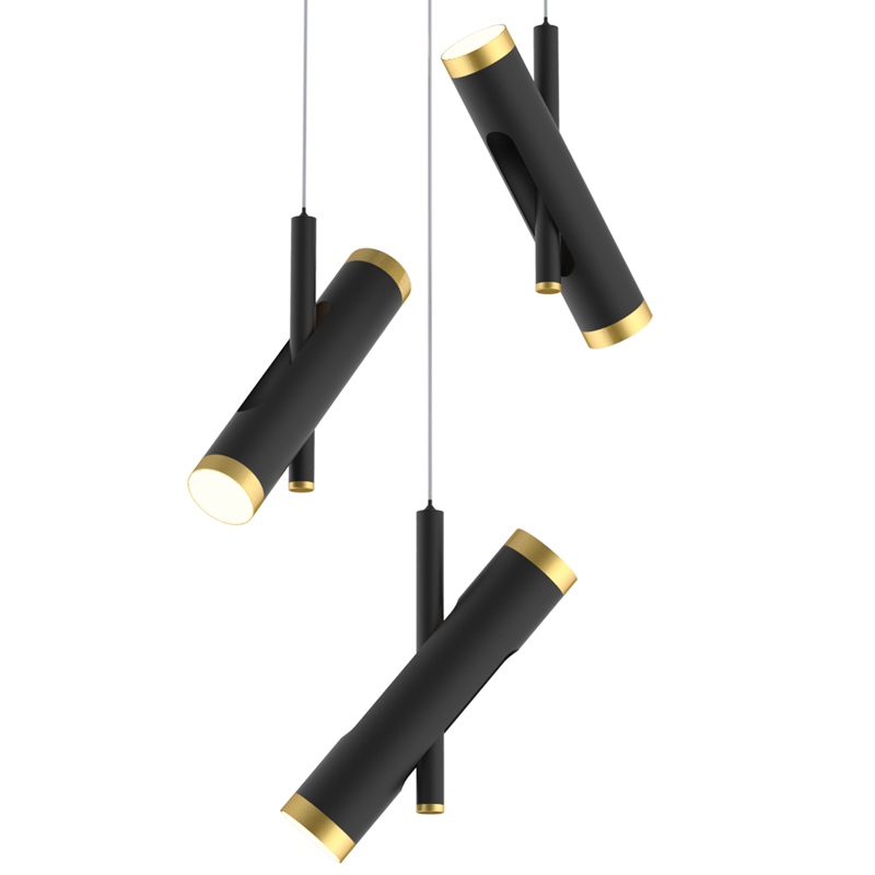 Люстра Rainer Chandelier Trio black Черный Золотой Люстра Rainer Chandelier Trio black Черный Золотой в Костроме | Loft Concept