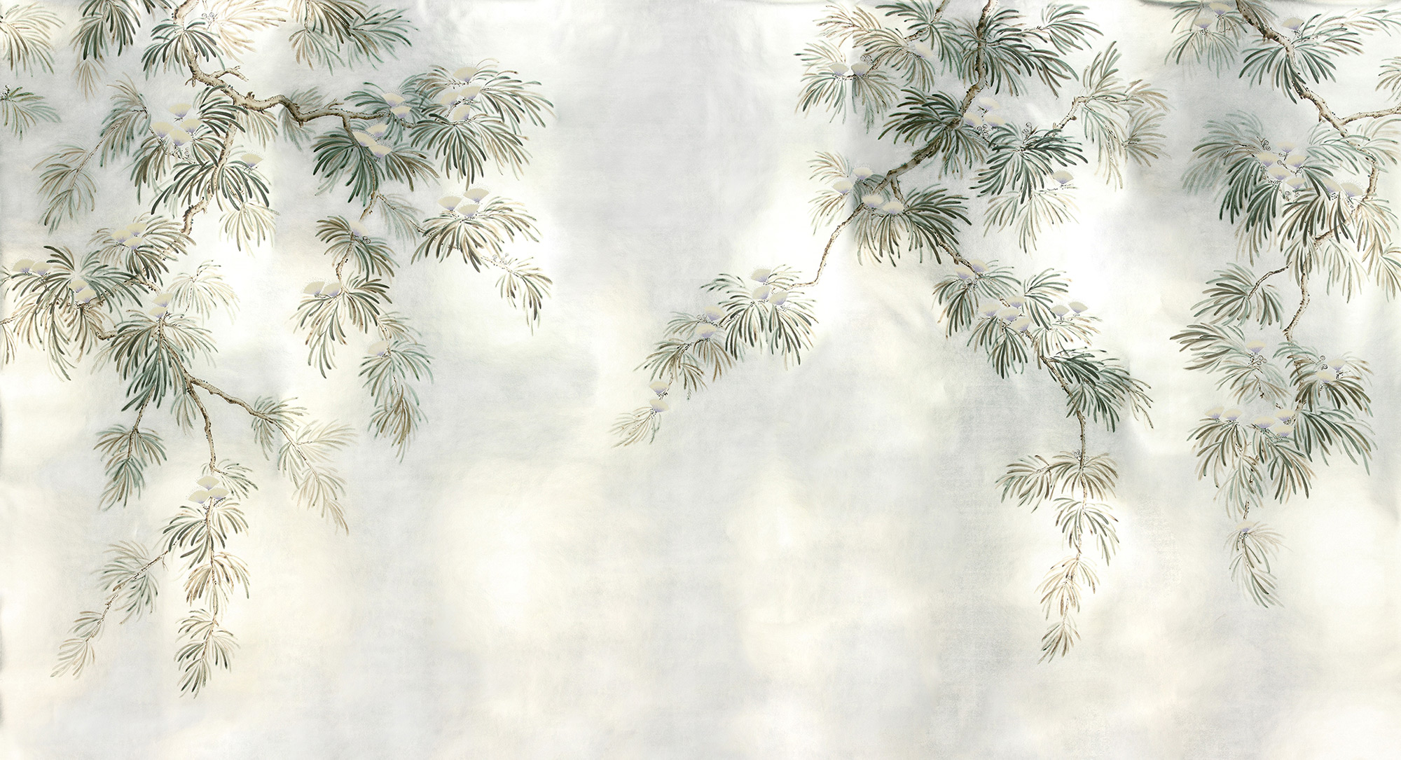 Обои ручная роспись Silk Tree Original colourway on White Metal gilded paper Обои ручная роспись Silk Tree Original colourway on White Metal gilded paper - постер Loft-Concept в Костроме