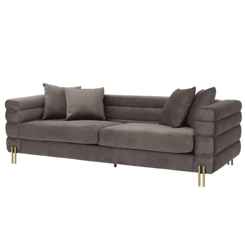 Диван Eichholtz Sofa York grey Серый Латунь Диван Eichholtz Sofa York grey Серый Латунь в Костроме | Loft Concept